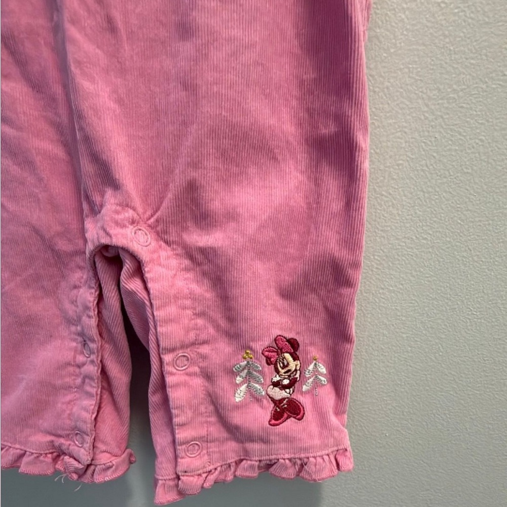 Vintage Minnie Mouse Disney Baby 3-6 months Corduroy Pink Embroidered Overalls - Picture 3 of 3